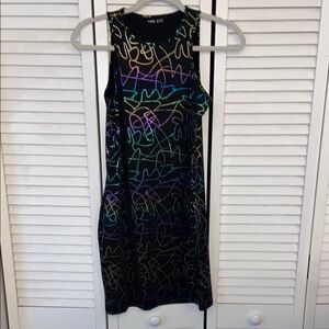 SHEIN Black Dress with Colorful Abstract Design